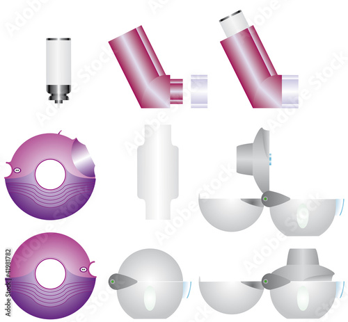 Vector: Breathing asthmatic medicine health-care inhaler Breathing asthmatic medicine health-care inhaler