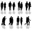 people walking in pairs silhouette