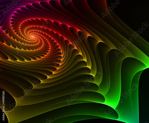 Illustration: Colourful wave on dark background Colourful wave on dark background