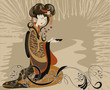 Japanese woman preparing dishes for the tea ceremony