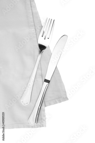 Photo: Knife and fork on napkin Knife and fork on napkin