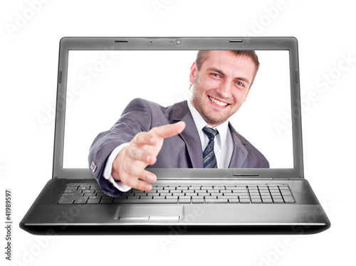 Photo: Handshake from laptop Handshake from laptop