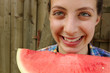 Eating watermelon