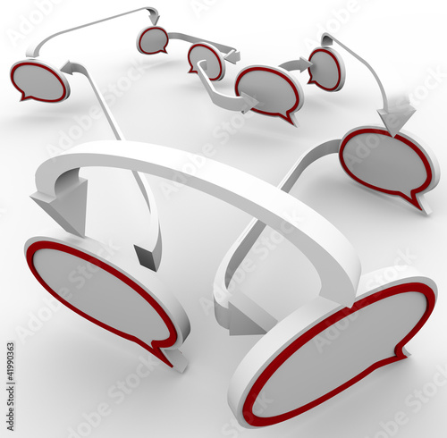 Illustration: Spread the Word Speech Bubbles Connected by Arrows Spread the Word Speech Bubbles Connected by Arrows