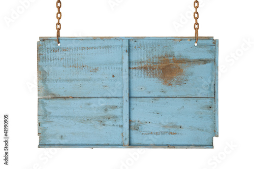 Photo: blue wooden sign blue wooden sign