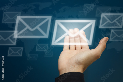 Photo: Hand carry the letter icon, Email concept Hand carry the letter icon, Email concept