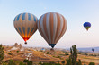 Hot air balloon flying over Cappadocia Turkey