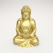 digital render of a golden buddha figurine