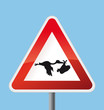 Schild Achtung Storch mit Baby