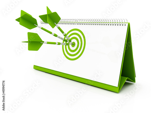 Illustration: calendar, green target calendar, green target
