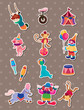 Vector: circus stickers circus stickers