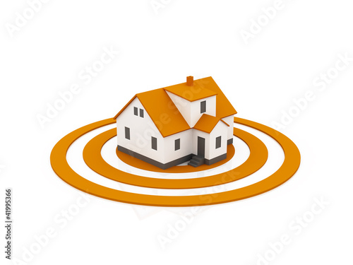 Illustration: illustration of a house in the center of a target illustration of a house in the center of a target