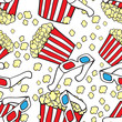 Vector: Vector seamless pattern with cinema symbols. Vector seamless pattern with cinema symbols.