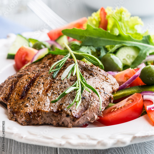 Photo: Grilled Beef Steak with Vegetable Salad Grilled Beef Steak with Vegetable Salad
