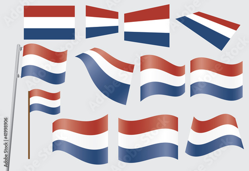 Vector: set of flags of the Kingdom of the Netherlands set of flags of the Kingdom of the Netherlands