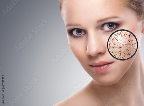 Photo: concept of cosmetic effects, treatment and skin care. face of y concept of cosmetic effects, treatment and skin care. face of y