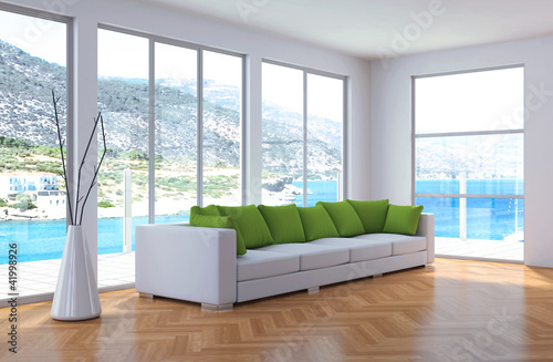 Illustration: Weisses Sofa in Strandvilla 2 Weisses Sofa in Strandvilla 2