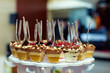 many servings of sweet tasty dessert on buffet