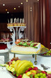 many servings of sweet tasty dessert on buffet