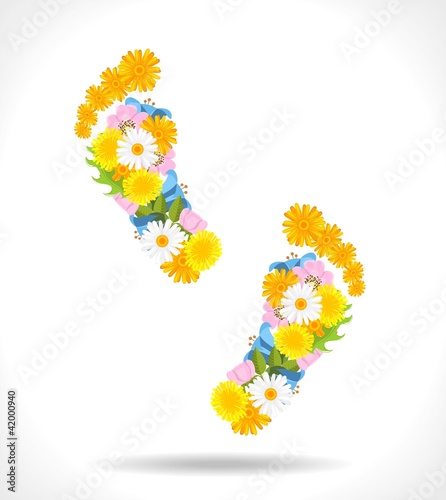 Vector: abstract footprints composed from flowers abstract footprints composed from flowers