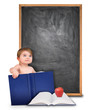 School Baby with Book and Chalkboard