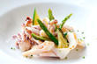 Grilled calamari with green asparagus.