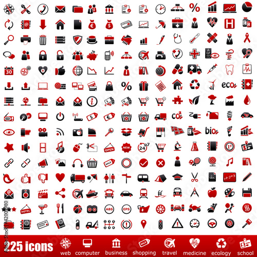 Vector: 225 red icons 225 red icons