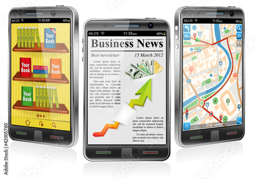 Vector: Smartphones with Various Applications Smartphones with Various Applications