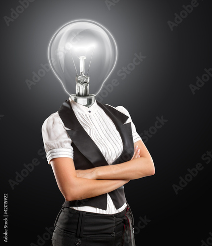 Photo: Lamp Head Business Woman Lamp Head Business Woman