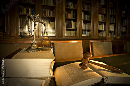 Photo: Decorative Scales of Justice in the library Decorative Scales of Justice in the library