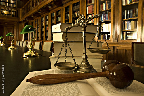 Photo: Decorative Scales of Justice in the library Decorative Scales of Justice in the library