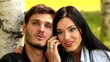 Video: portrait young beautiful happy couple man woman talking phone portrait young beautiful happy couple man woman talking phone