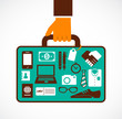 Vecteur : Business travel illustration - man with suitcase Business travel illustration - man with suitcase