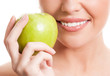 woman with an apple