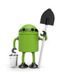 Robot with bucket and shovel