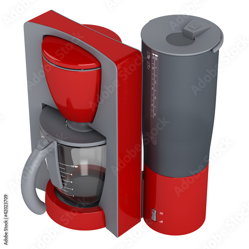 Illustration: Red coffee maker Red coffee maker