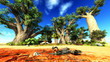 Dinosaur bones lying on African desert