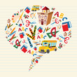 Back to school supplies in bubble shape