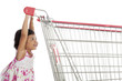Cute Asian Girl Pushing Trolley