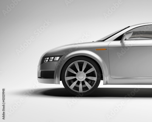 Illustration: 3d Concept side sport silver car 3d Concept side sport silver car