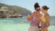 Video: Two female friends on the beach taking photo with cellphone Two female friends on the beach taking photo with cellphone