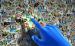 Social media network. Hand pointing at people
