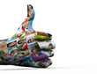 Social media. People painted hand in OK sign