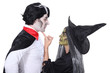 Couple dressed as witch and vampire