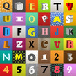 Set of vector letters in color squares