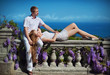 Portrait of young happy smiling cheerful attractive couple toget