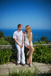 Portrait of young happy smiling cheerful attractive couple toget