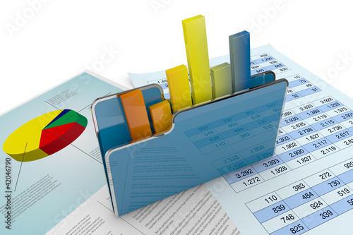 Illustrazione: fiancial analysis and computer fiancial analysis and computer
