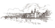 Vektor: Panorama of Prague. View of Charles Bridge and the Vltava river Panorama of Prague. View of Charles Bridge and the Vltava river