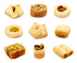 Photo: Oriental sweets on a white background Oriental sweets on a white background